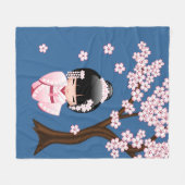 Couverture Polaire Poupée blanche Kimono Kokeshi - mignonne Geisha Gi (Devant (Horizontal))