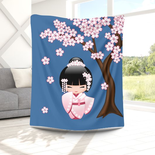 Couverture Polaire Poupée blanche Kimono Kokeshi - mignonne Geisha Gi