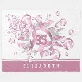 Couverture Polaire poupée blanche volleyballs et étoiles rose (Devant (Horizontal))