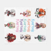 Couverture Polaire Poupée Éffrayante Halloween Thème avec nom (Devant (Horizontal))