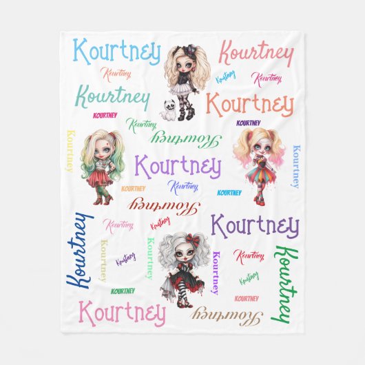 Couverture Polaire Poupée Éffrayante Halloween Thème avec nom (Devant)