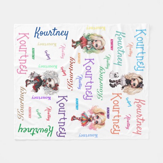 Couverture Polaire Poupée Éffrayante Halloween Thème avec nom (Devant (Horizontal))