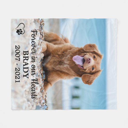 Couverture Polaire Pour toujours dans nos coeurs Chien Photo Pet Memo (Devant (Horizontal))
