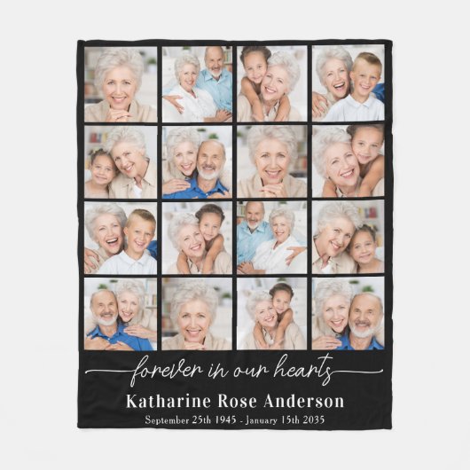 Couverture Polaire Pour toujours dans nos coeurs Custom 16 Photos Mem (Devant)
