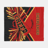 Couverture Polaire Pour un 📣 Pom-pom girl - Rouge foncé, Or & Noir (Devant (Horizontal))