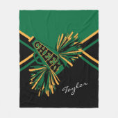 Couverture Polaire Pour un 📣 Pom-pom girl - Vert foncé, Or & Noir (Devant)