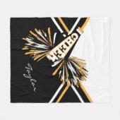 Couverture Polaire Pour une 📣 Pom-pom girl - Blanc, Or et Noir - Pet (Devant (Horizontal))