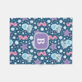 Couverture Polaire Pourpre bleu de méduses et d'hippocampes | du (Devant (Horizontal))