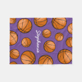 Couverture Polaire Pourpre nommé fait sur commande de basket-ball (Devant (Horizontal))