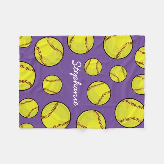 Couverture Polaire Pourpre nommé fait sur commande du base-ball (Devant (Horizontal))