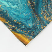 Couverture Polaire Poussière dorée bleu moderne Marbre d'art Abstrait (Coin)