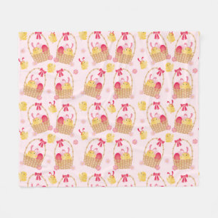 Couverture Polaire Poussins de Pâques rose Motif