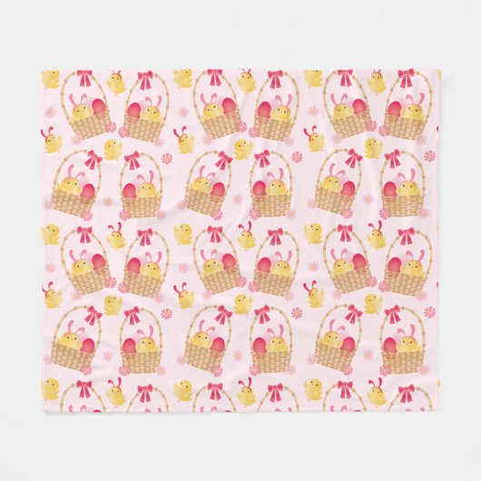 Couverture Polaire Poussins de Pâques rose Motif (Devant (Horizontal))