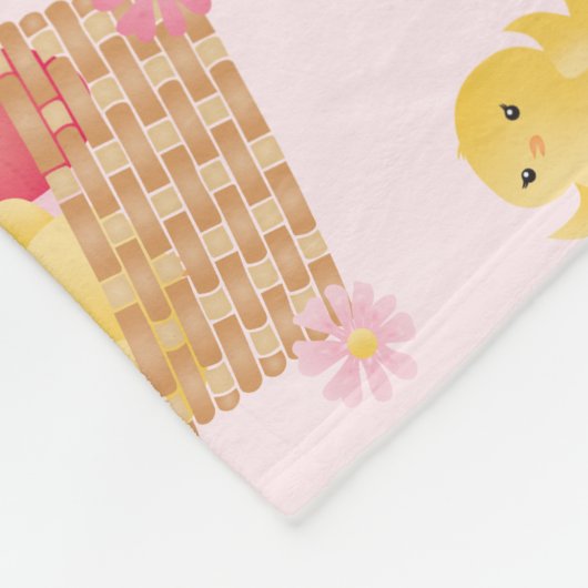 Couverture Polaire Poussins de Pâques rose Motif (Coin)