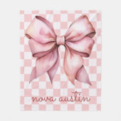 Couverture Polaire Pow rose tendance personnalisée avec le nom Monogr (Devant)