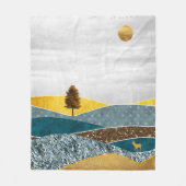 Couverture Polaire Prairie dorée avec arbre et cerf (Devant)