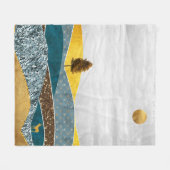 Couverture Polaire Prairie dorée avec arbre et cerf (Devant (Horizontal))