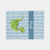 Couverture Polaire Prancing Dinosaur avec le nom de l'enfant (Devant (Horizontal))