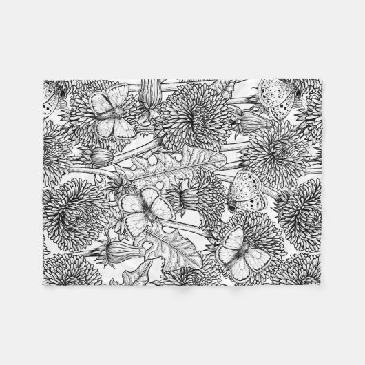 Couverture Polaire Pré Dandelion en noir et blanc (Devant (Horizontal))