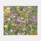 Couverture Polaire Pré fleur sauvage coloré, motif vibrant. (Devant (Horizontal))