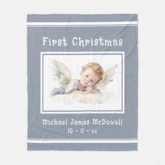 Couverture Polaire Premier ange bébé de Noël de l'enfant (Devant)