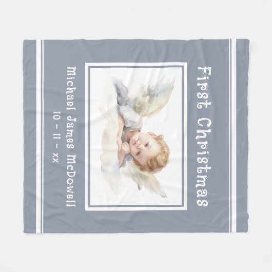 Couverture Polaire Premier ange bébé de Noël de l'enfant (Devant (Horizontal))