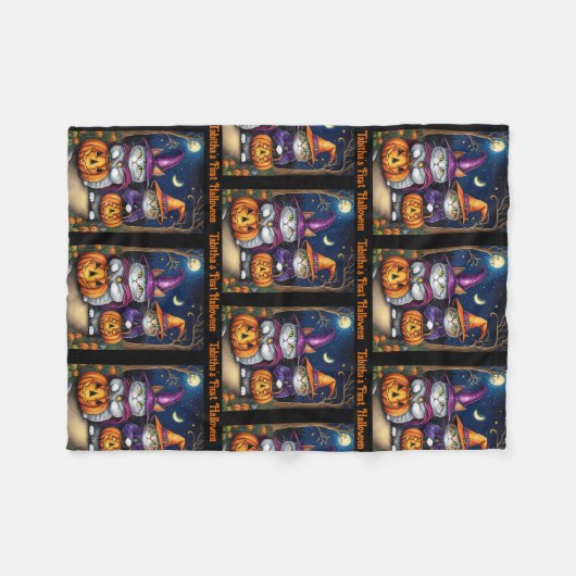 Couverture Polaire Premier Halloween mignonne sorcière Chat Ajouter u (Devant (Horizontal))
