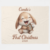 Couverture Polaire Premier lapin de Noël de bébé personnalisé (Devant (Horizontal))