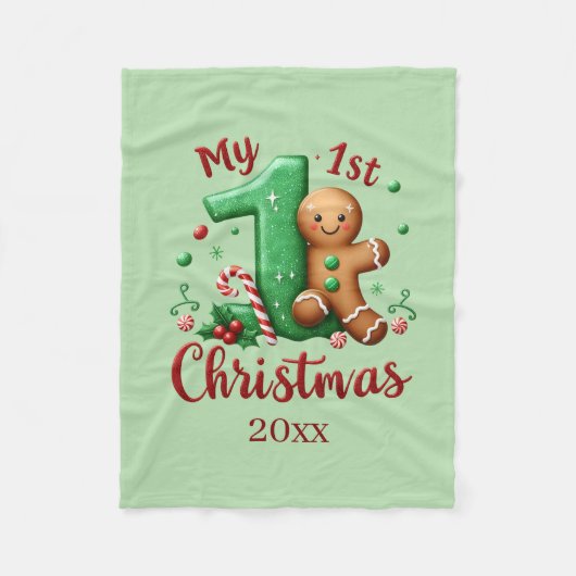 Couverture Polaire Premier Noël ajouter année bébé (Devant)