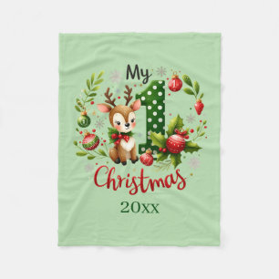 Couverture Polaire Premier Noël ajouter année bébé Plaid en molleton
