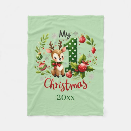 Couverture Polaire Premier Noël ajouter année bébé Plaid en molleton (Devant)