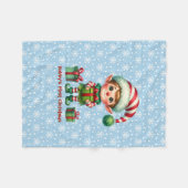 Couverture Polaire Premier Noël du bébé garçon Personnaliser Nom Bleu (Devant (Horizontal))