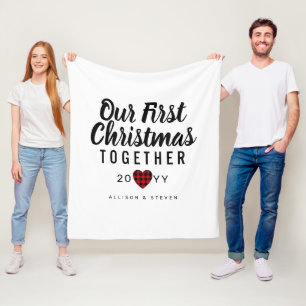 Couverture Polaire Premier Noël Ensemble Buffalo Plaid Heart Names