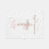 Couverture Polaire Première communion blanc floral nom fleece bla (Devant (Horizontal))