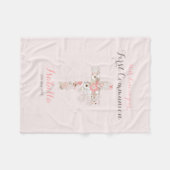 Couverture Polaire Première communion rose pâle nom croisé (Devant (Horizontal))