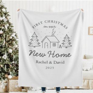 Couverture Polaire Première Noël dans notre nouvelle maison” Plaid