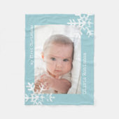 Couverture Polaire Première photo bleue de Noël de bébé avec des floc (Devant)