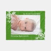 Couverture Polaire Premières photos vertes de Noël de bébé Snowflakes (Devant (Horizontal))