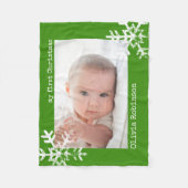 Couverture Polaire Premières photos vertes de Noël de bébé Snowflakes (Devant)