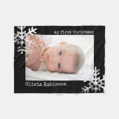 Couverture Polaire Premiers Snowflakes Black Photo de Noël pour bébé (Devant (Horizontal))
