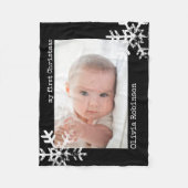 Couverture Polaire Premiers Snowflakes Black Photo de Noël pour bébé (Devant)