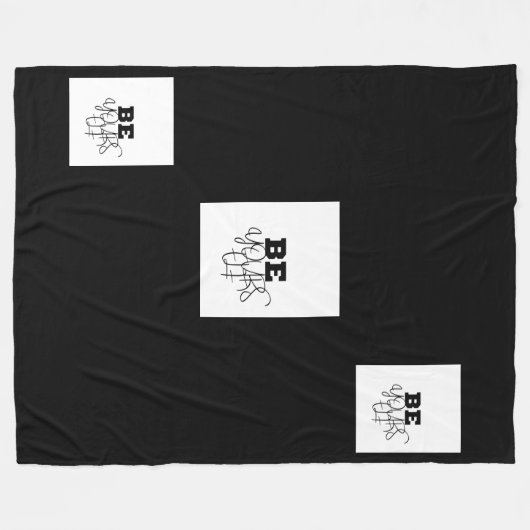 Couverture Polaire Premium Be Yourself Blanche Toison Noir & Blanc. (Devant (Horizontal))