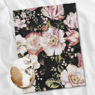 Couverture Polaire Preppy bohème pays girly chic noir floral