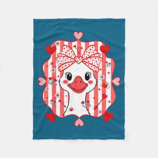 Couverture Polaire Preppy Cute Goose Coquette Bow Valentine's Day Wom (Devant)