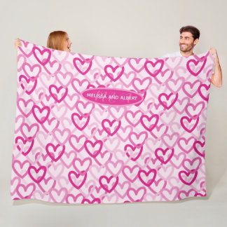 Couverture Polaire Preppy Hearts Pink