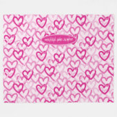 Couverture Polaire Preppy Hearts Pink (Devant (Horizontal))