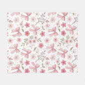 Couverture Polaire Preppy Rose Bow et Fleurs (Devant (Horizontal))