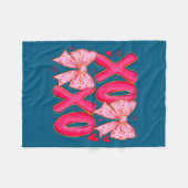 Couverture Polaire Preppy Xoxo Coquette Bow Hearts Valentine's Day Wo (Devant (Horizontal))