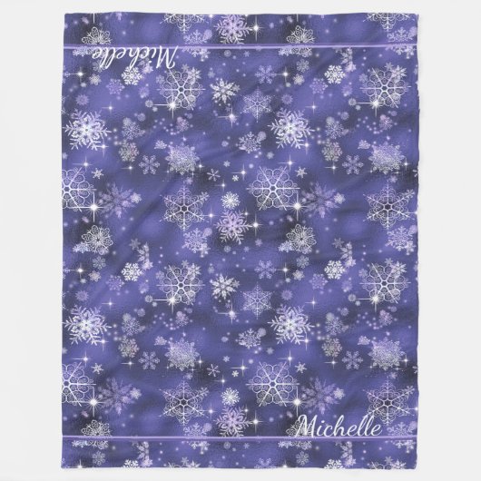 Couverture Polaire Prettiest Snowflakes Motif Violet ID846 (Devant)