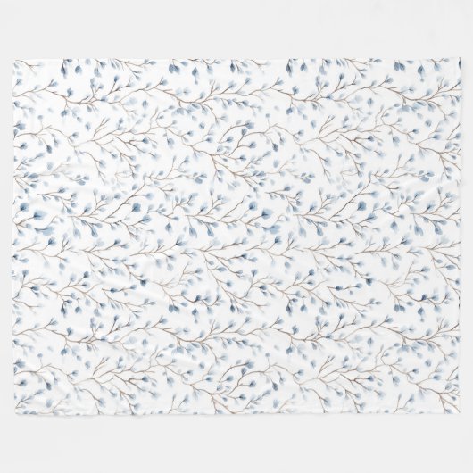 Couverture Polaire Pretty Blue White Flowers (Devant (Horizontal))